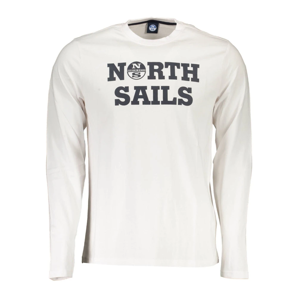 North Sails , Long Sleeve T-Shirts, Male, White, 3XL, Long Sleeve T-Shirt White Logo Print
