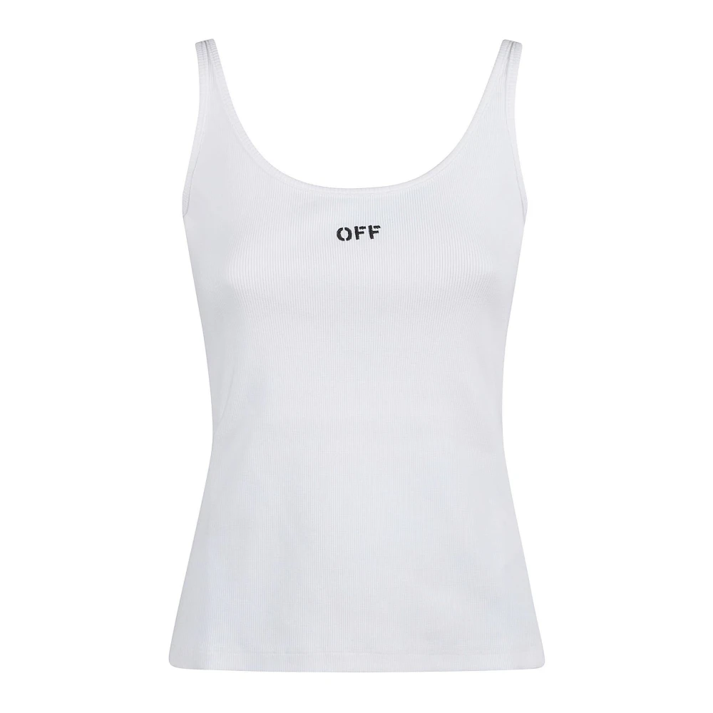 Off White Stamp Stretch Mouwloze Top White Dames