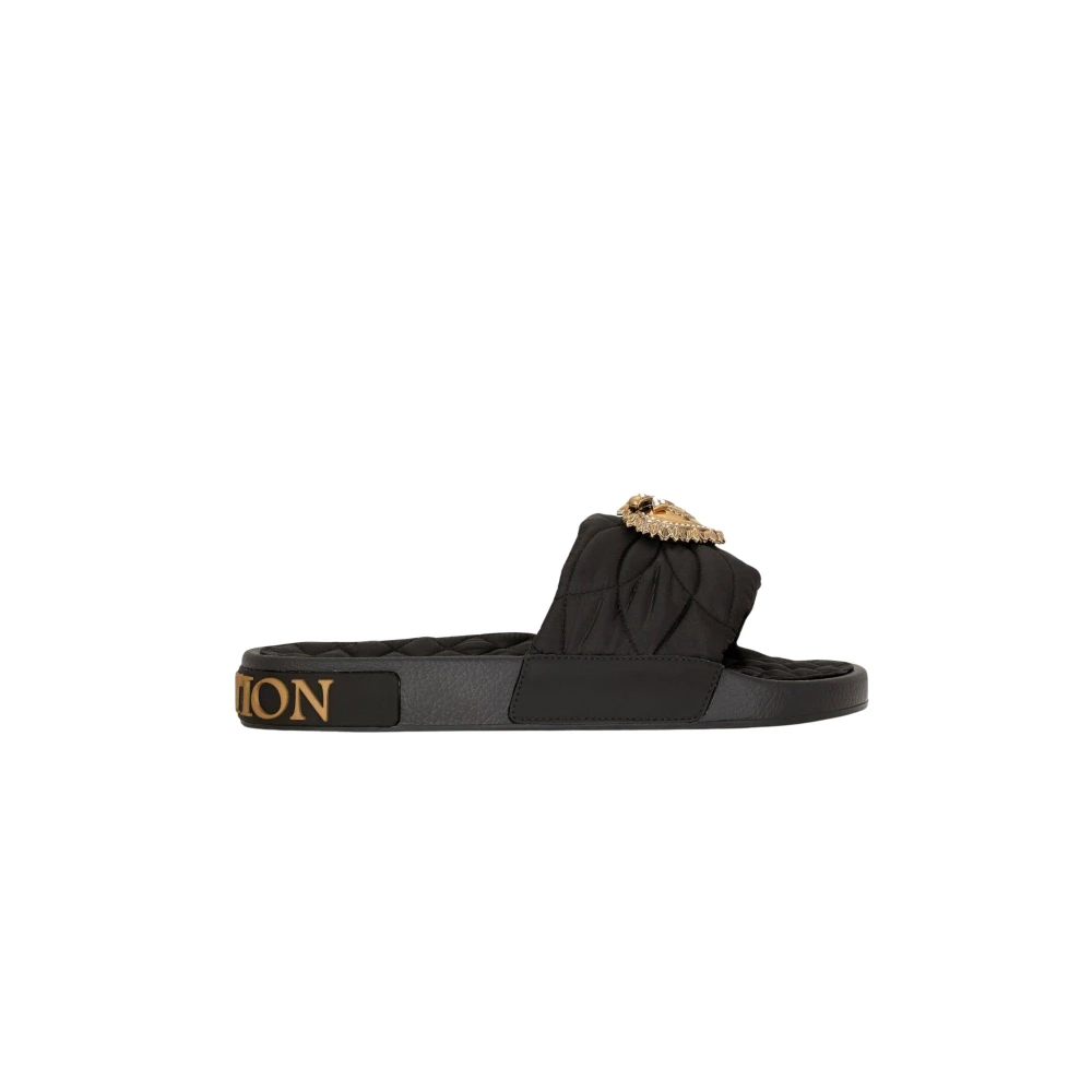 Dolce & Gabbana Women's Black Devotion Flip Flops - Sliders - 2 Uk - Shoes