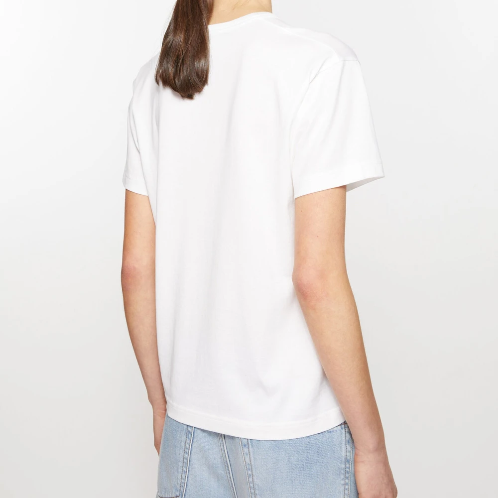 Acne Studios Wit Katoenen T-Shirt Cl0290 White Dames