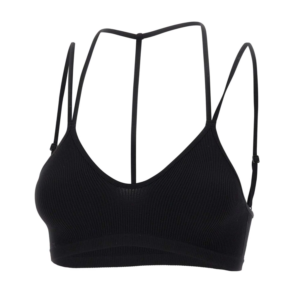Andrea Adamo Zwarte Geribbelde Bralette met V-hals Black Dames