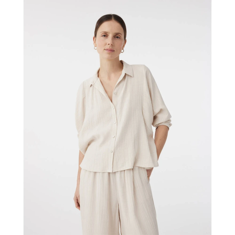Knit-ted Lange Mouw Blouse Rosan Beige Dames