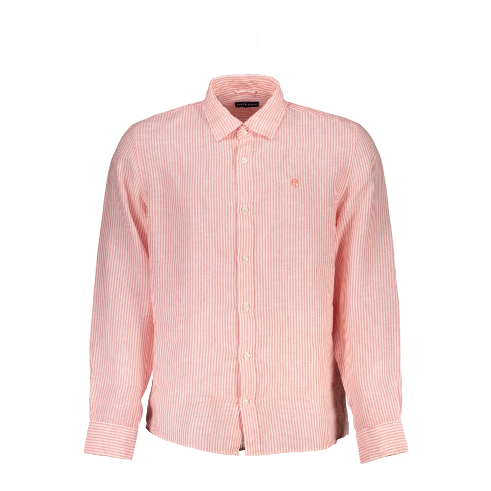 North Sails Men's Pink Striped Long Sleeve Shirt With French Collar