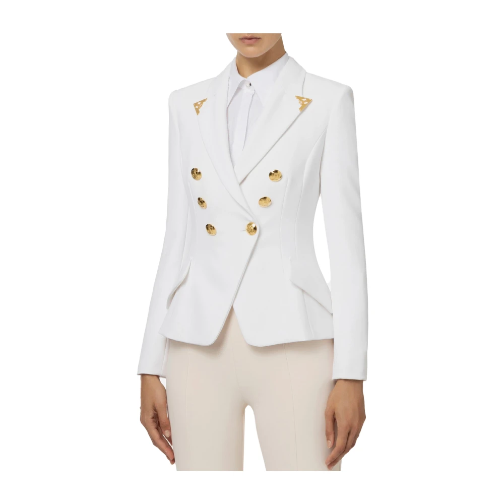 Elisabetta Franchi Dubbelborst Polyester Blazer White Dames