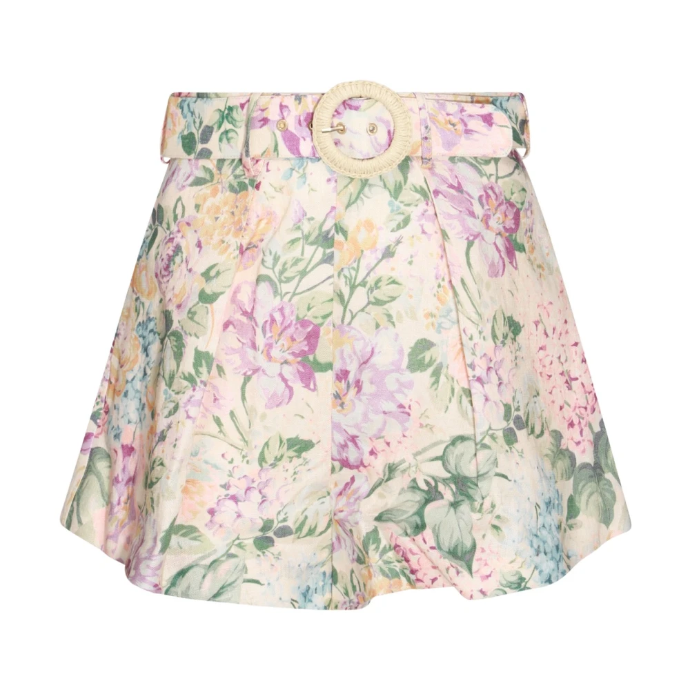 Zimmermann Wijdvallende Multicolor Linnen Shorts met All-Over Print Multicolor Dames