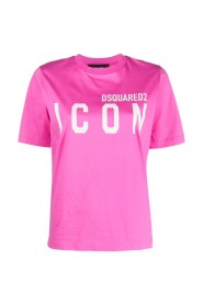 Icon Logo-Print T-Shirt in Fuchsia Pink