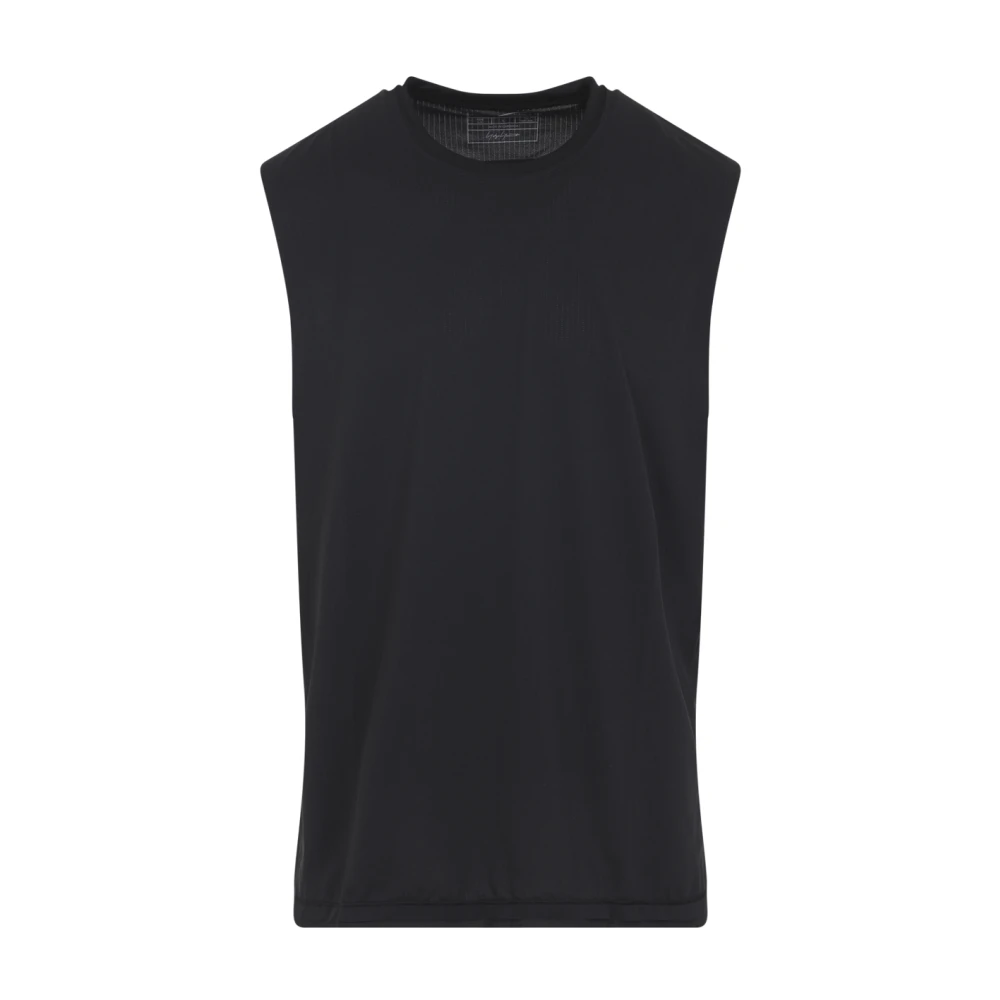 Y-3 Men's Black Sleeveless Tops, M, Run Tank Top