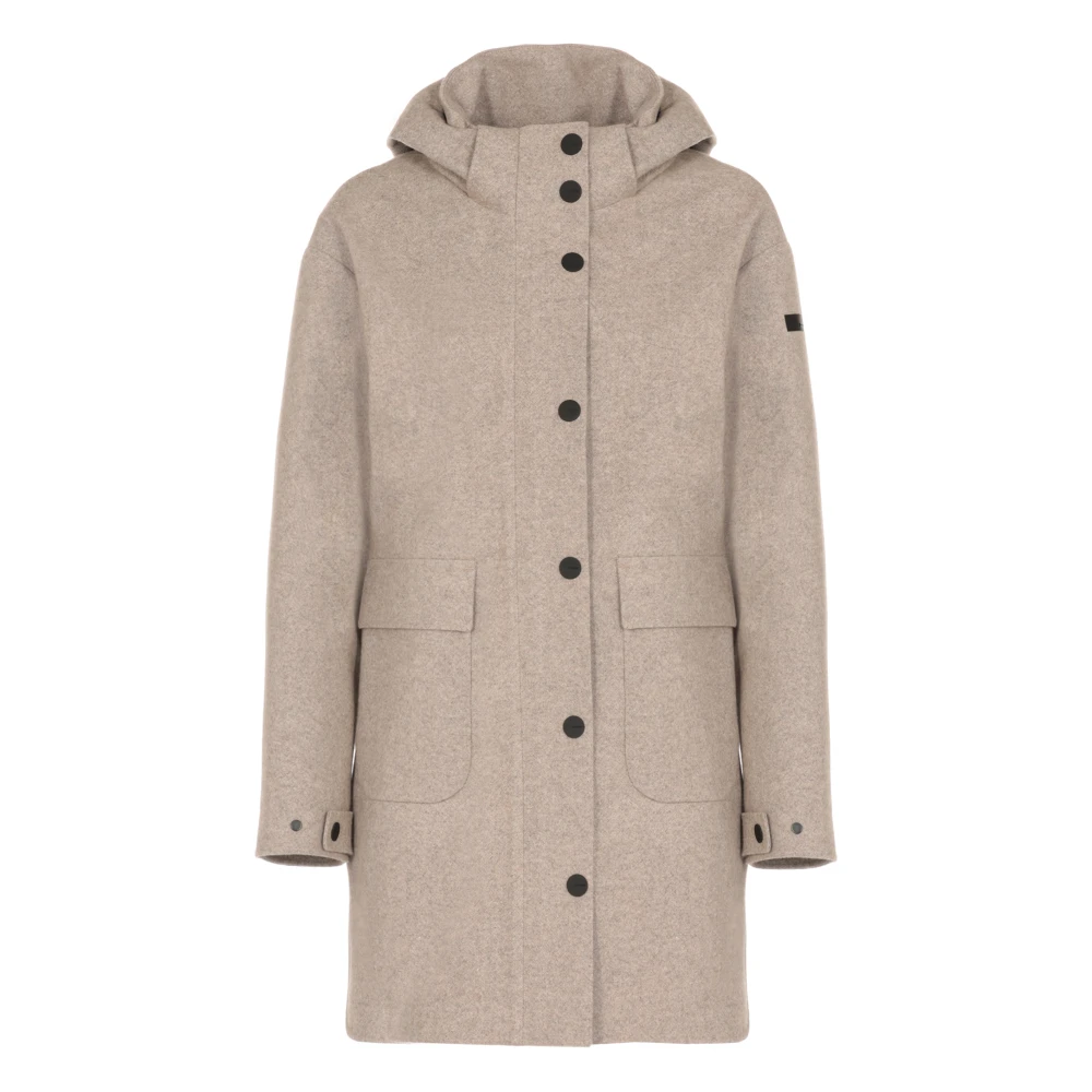RRD Taupe Wol Kasjmier Parka Hoodie Jas Beige Dames