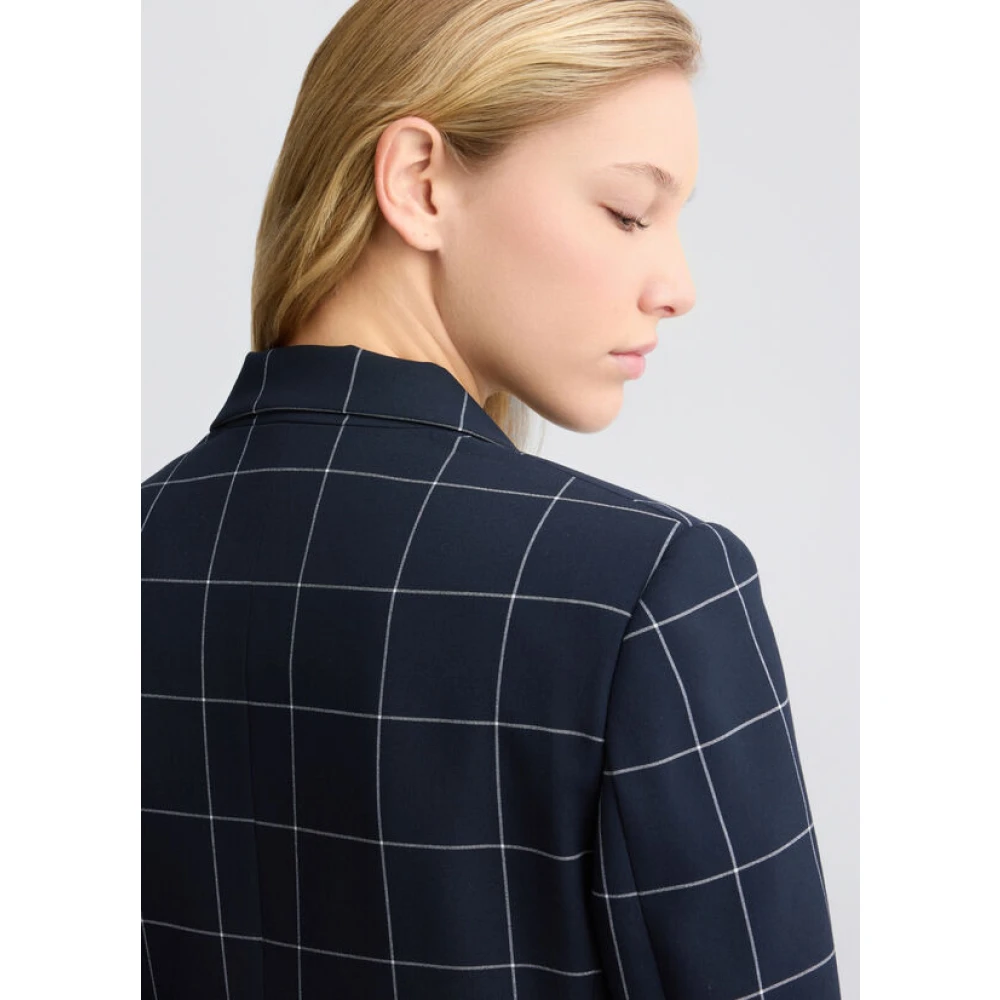 Liu Jo Geruite blazer voor werk en evenementen Blue Dames