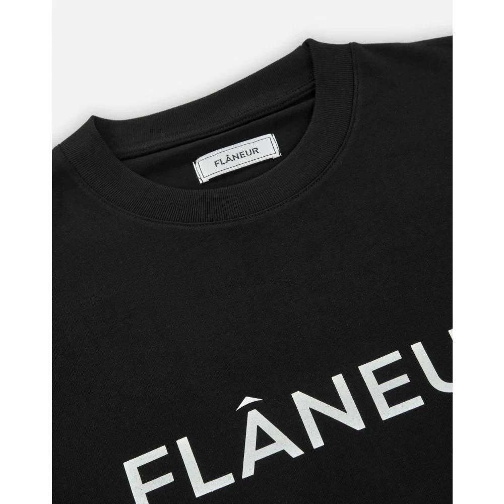 Flâneur Gedrukt Logo T-shirt Black Heren