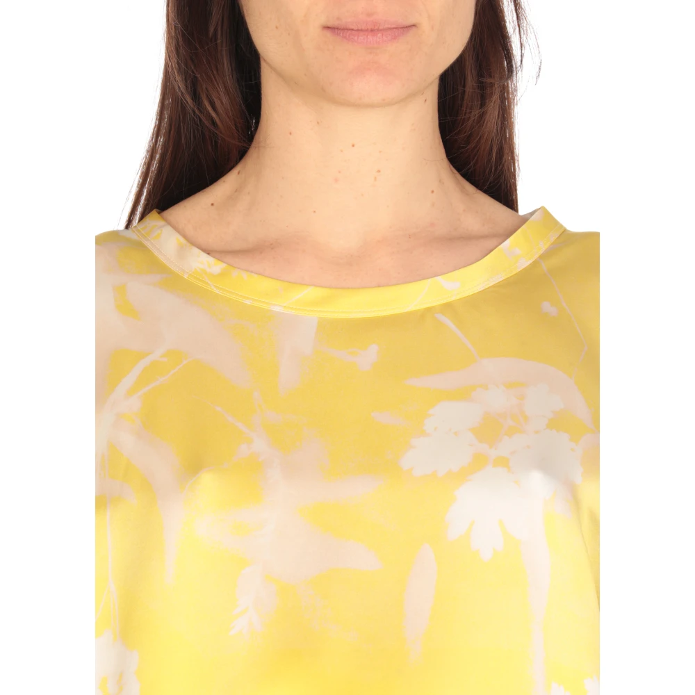 Fabiana Filippi Gele Zijden Mouwloze Crew Neck Top Yellow Dames
