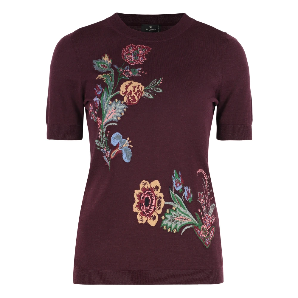 Etro Women's Brown Round-Neck Knitwear, Xs, Wool-Blend Jacquard Jumper