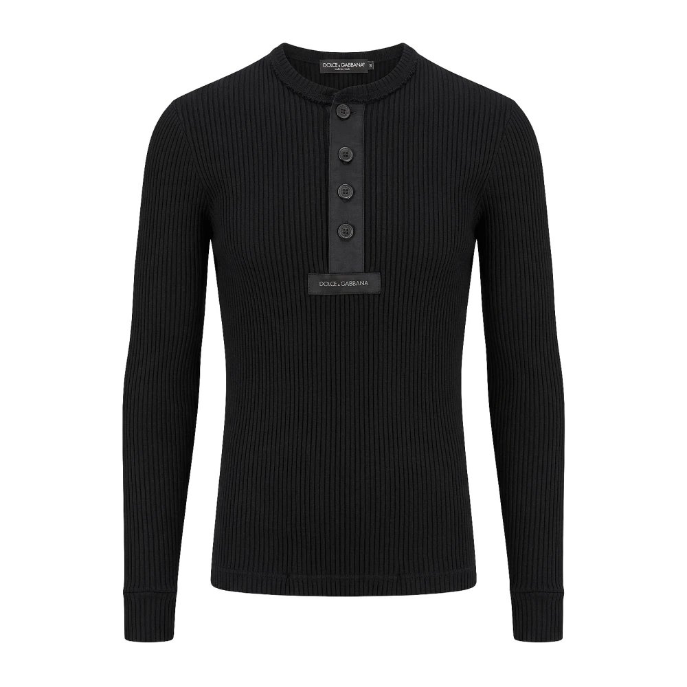 Dolce & Gabbana Men's Black Round-Neck Knitwear, Xl, Crew Neck Jumper