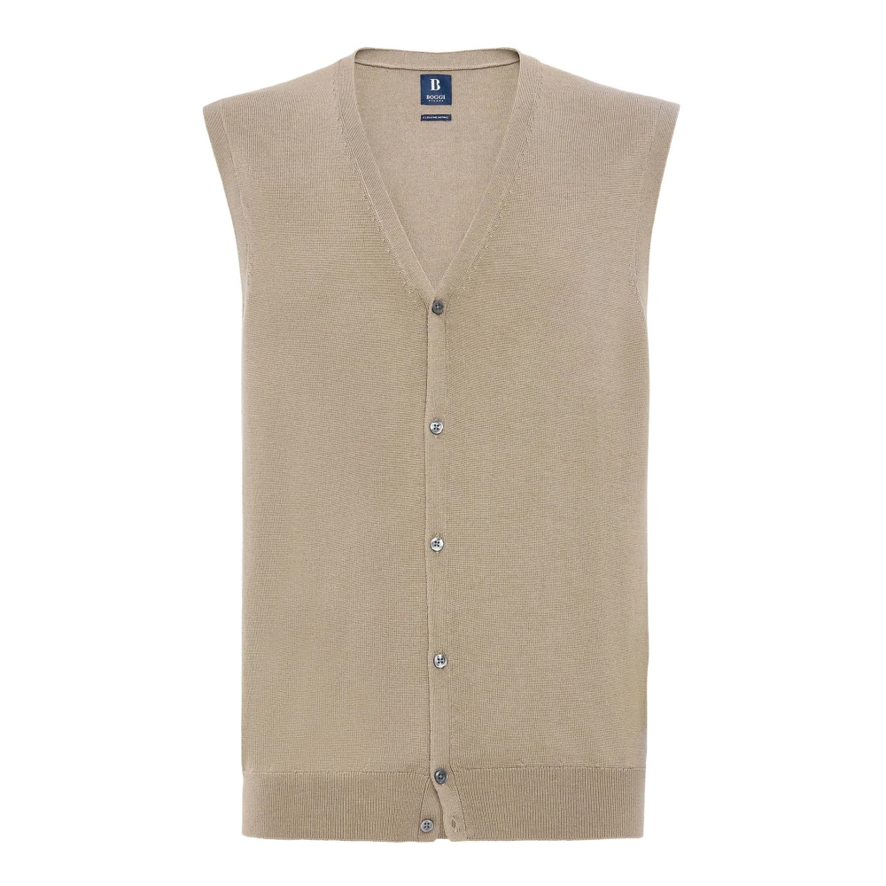 Boggi Milano Merino wollen Gilet 12 Gg Beige Heren
