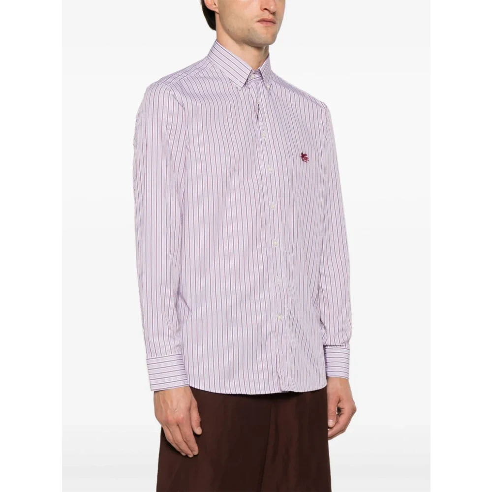 ETRO Gestreept Pegasus Shirt in Roze Pink Heren
