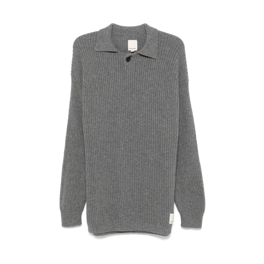 Emporio Armani Gebreide Polo Trui Gray Heren
