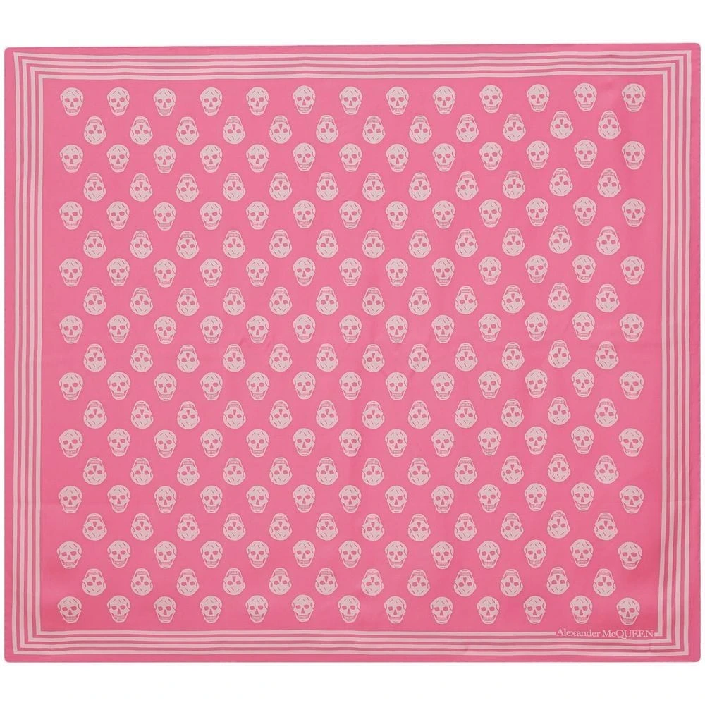 Pink Biker Silketørklæde med kranie mønster og logo