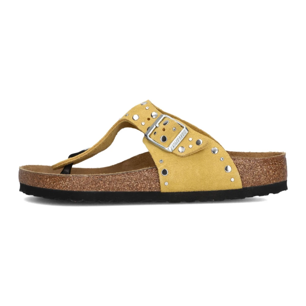Birkenstock Women's Yellow Rivet Border Slippers