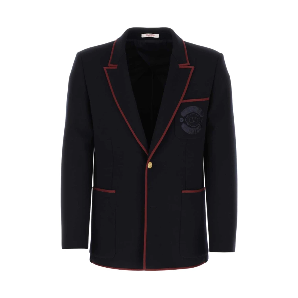 Valentino Getailleerde Single-Breasted Blazer Blue Heren