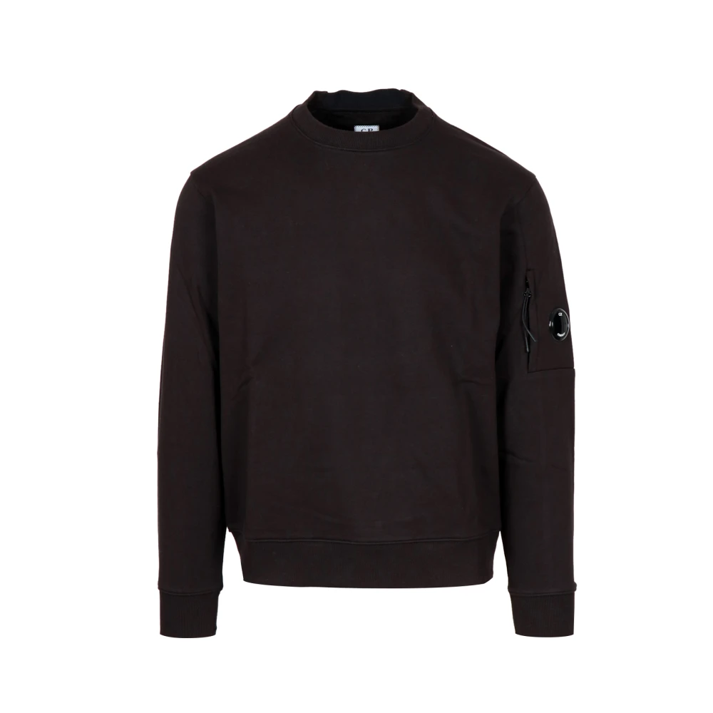 C.p. Company Diagonal Raised Fleece Crewneck Lens Sweatshirt - Male - Sweatshirts - Black - L - Sweatshirts & Hoodies