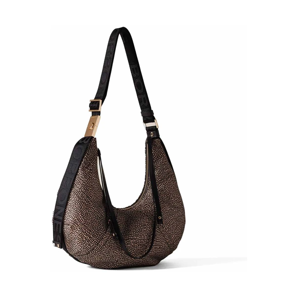 Borbonese Fold Line Tassen met Zacht Materiaal Beige Dames