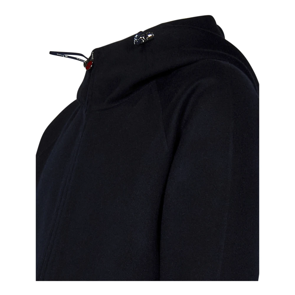Kiton Blauwe Hooded Wol Kasjmier Jas Blue Heren