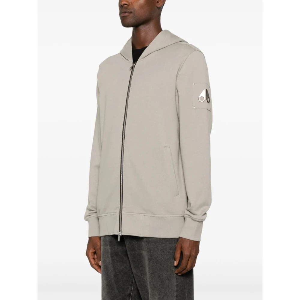 Moose Knuckles Grijze Hoodie met Rits 100% Katoen Gray Heren