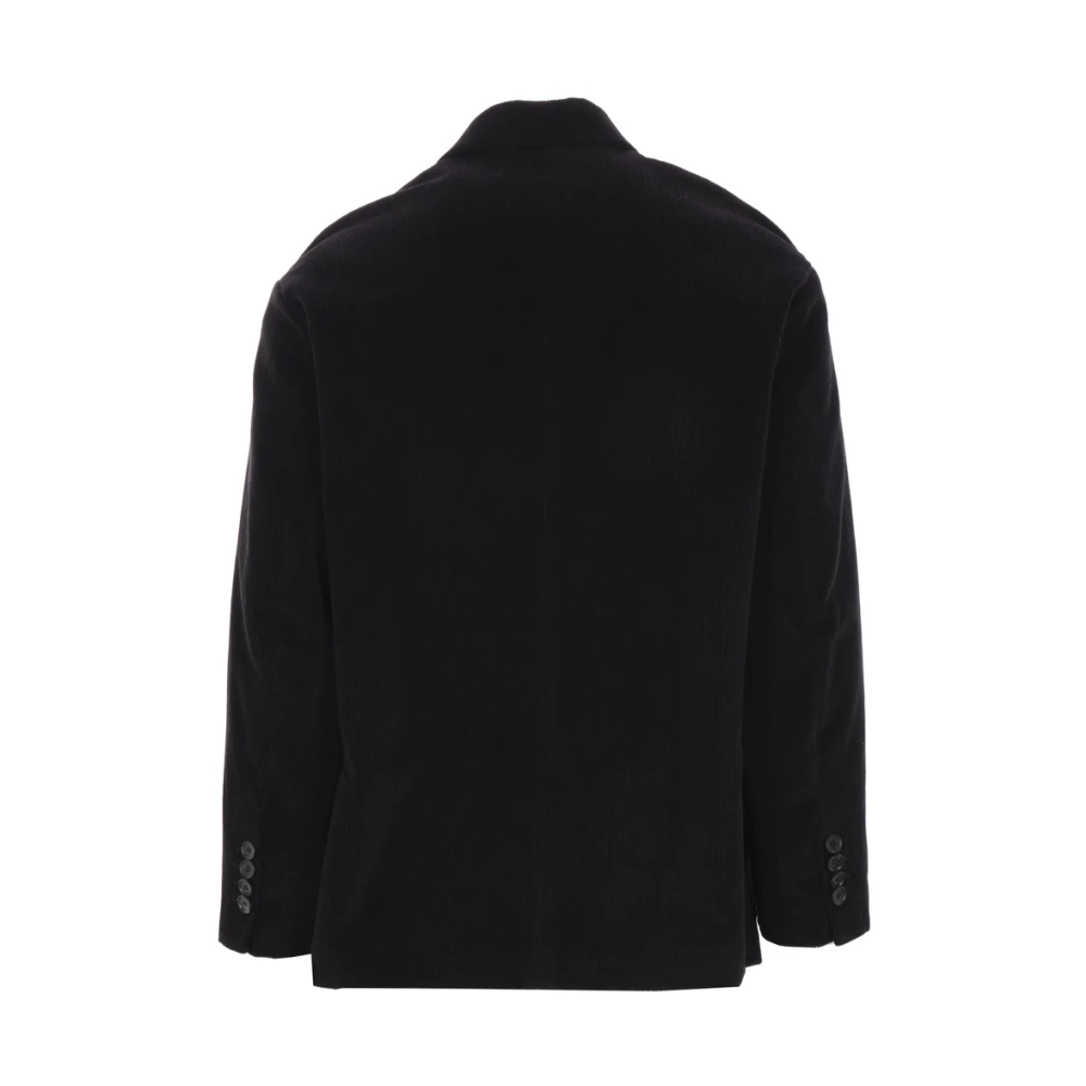 Bally Zwarte Geribbelde Fluwelen Jas Black Heren
