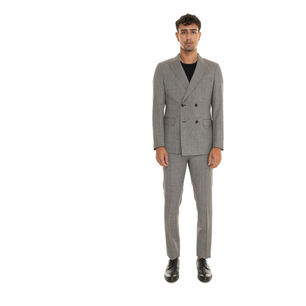 Boss Dubbelrijig pak Gray Heren