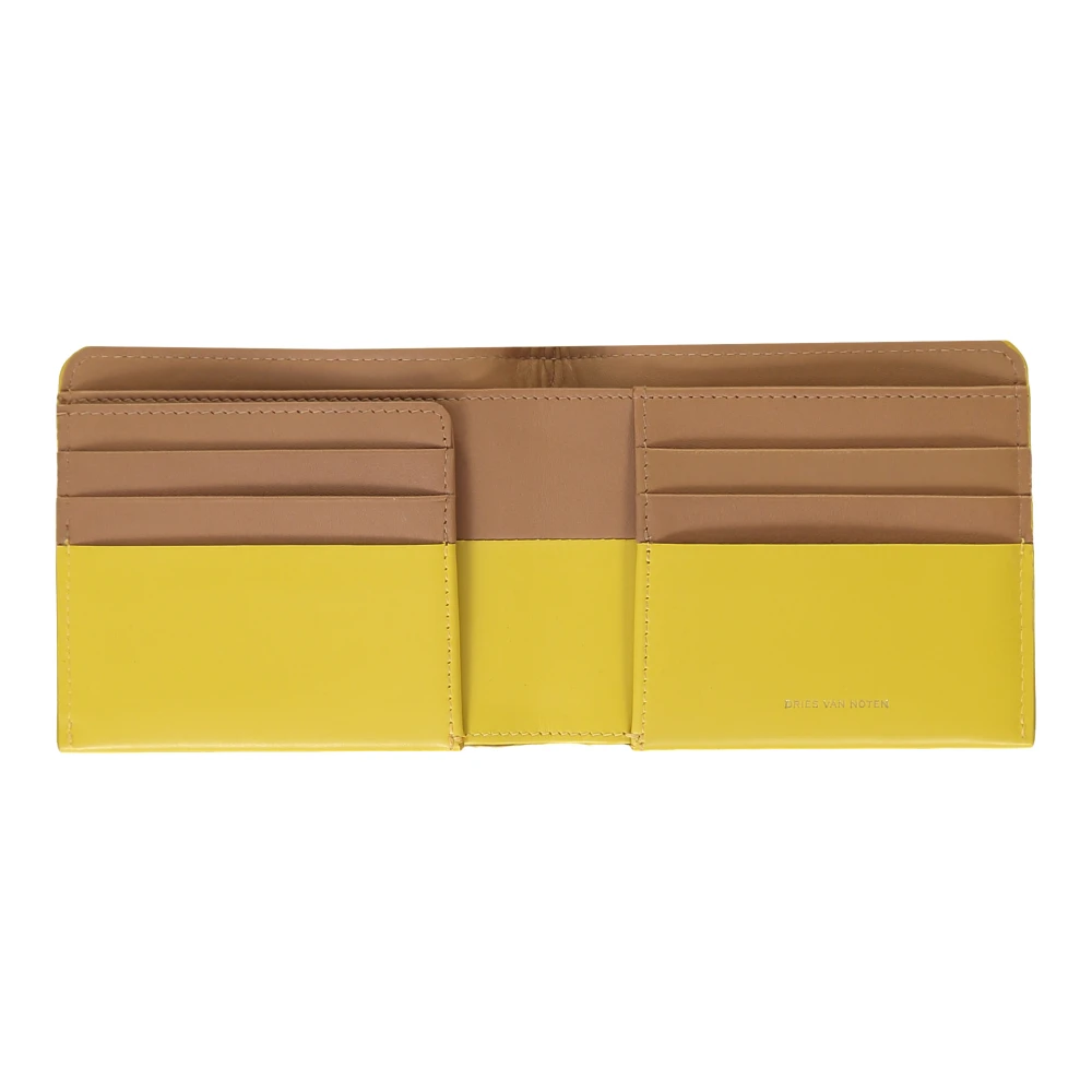 Dries Van Noten Klassieke Leren Portemonnee Yellow Heren