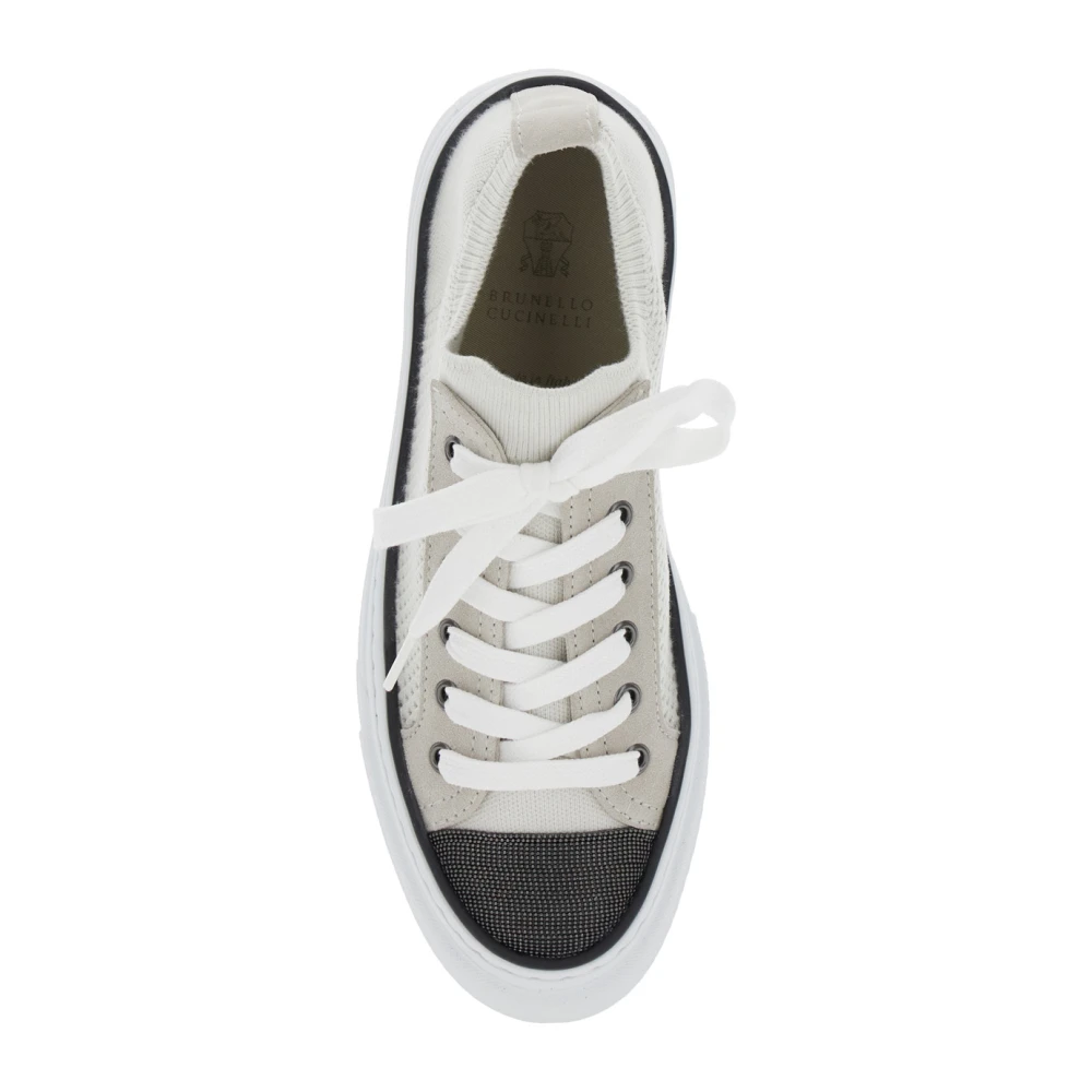 BRUNELLO CUCINELLI Witte lage top sneakers vetersluiting White Dames