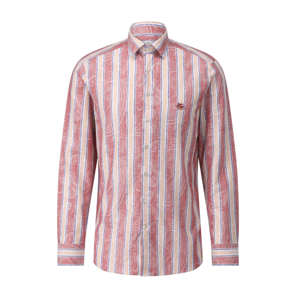 ETRO Paisley Gestreept Overhemd Red Heren
