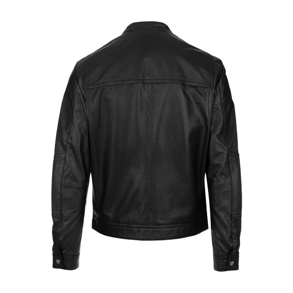 Peuterey Leather Jackets Black Heren
