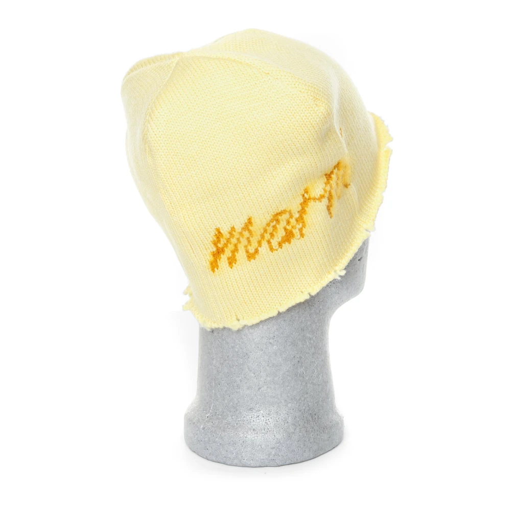 Marni Gebreide muts met distressed details Yellow Heren