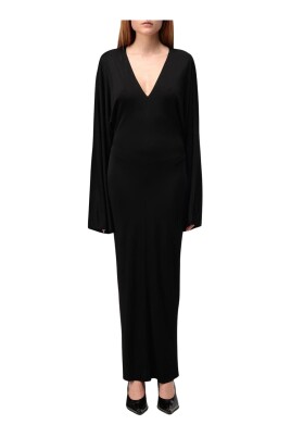 robe-elegante-col-en-v-manches-longues