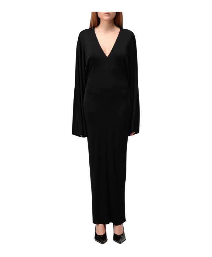robe-elegante-col-en-v-manches-longues