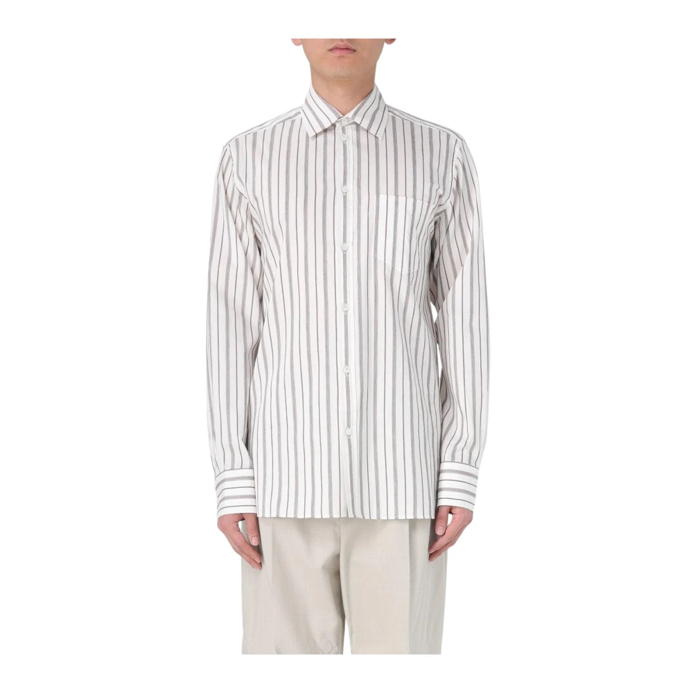 Golden Goose Men's White/Golden Striped Longsleeve Shirt