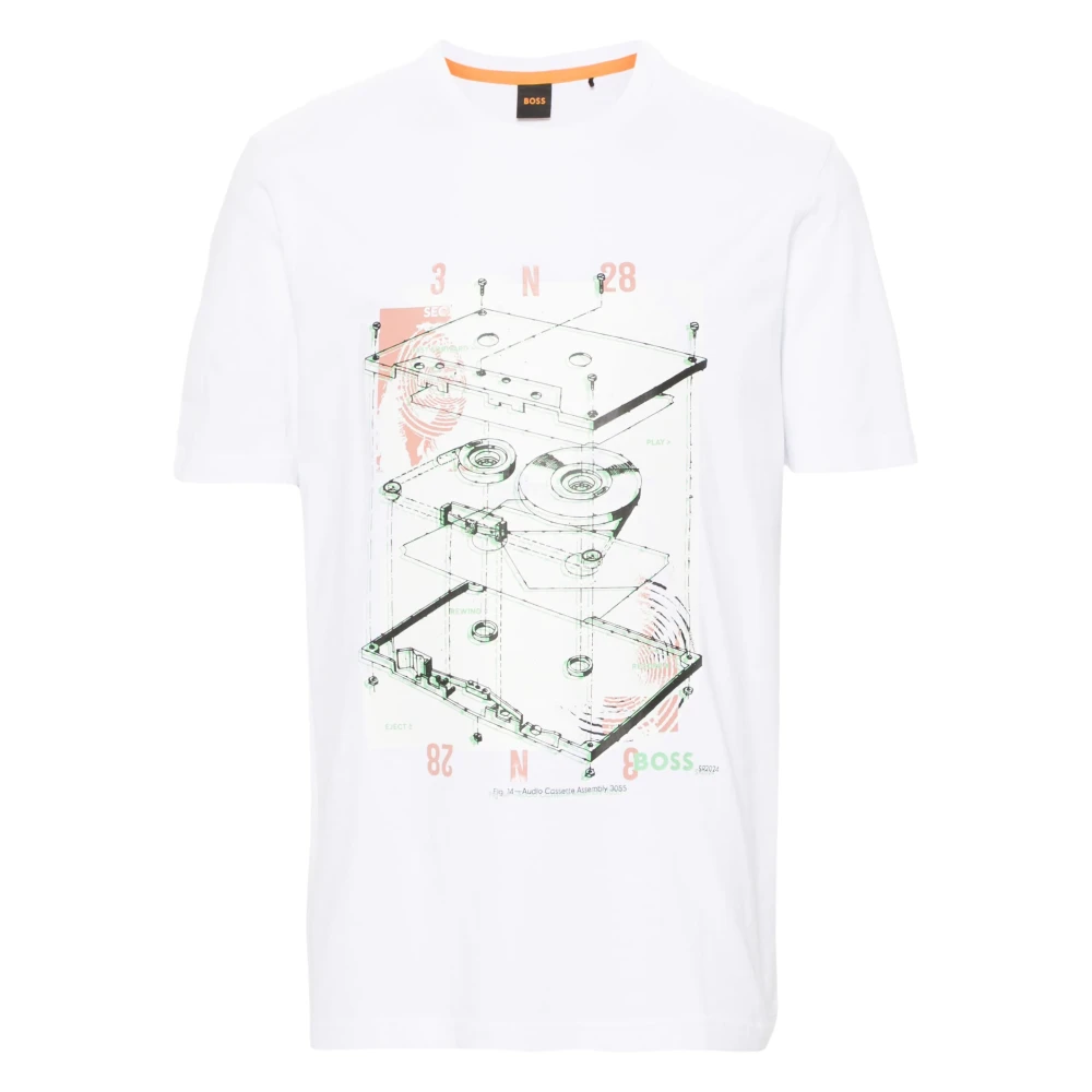 Hugo Boss Katoenen Tee-Cassette T-shirt White Heren