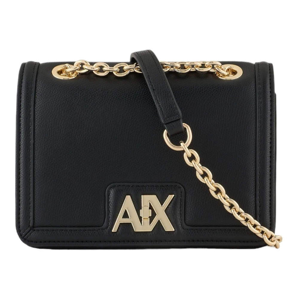Armani Exchange Zwarte schoudertas met metalen details Black Dames