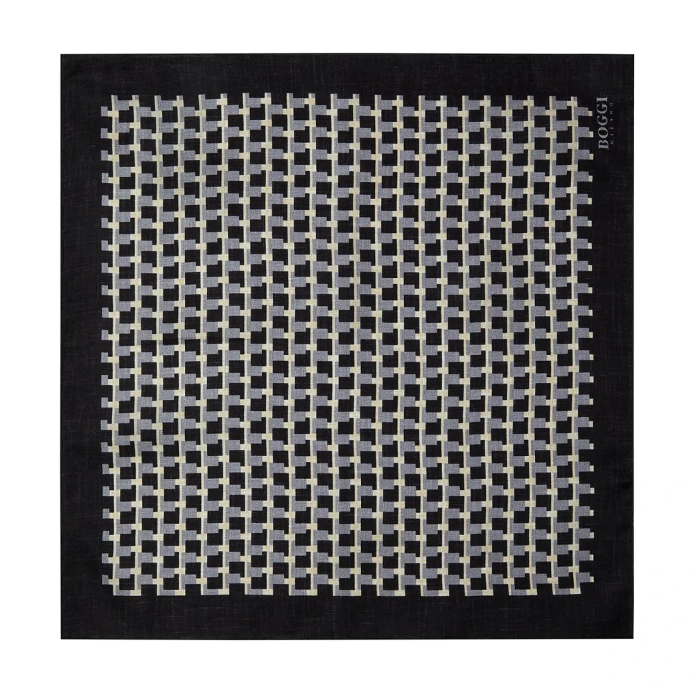 Boggi Milano Geometrische zijden zakdoek Blue Heren
