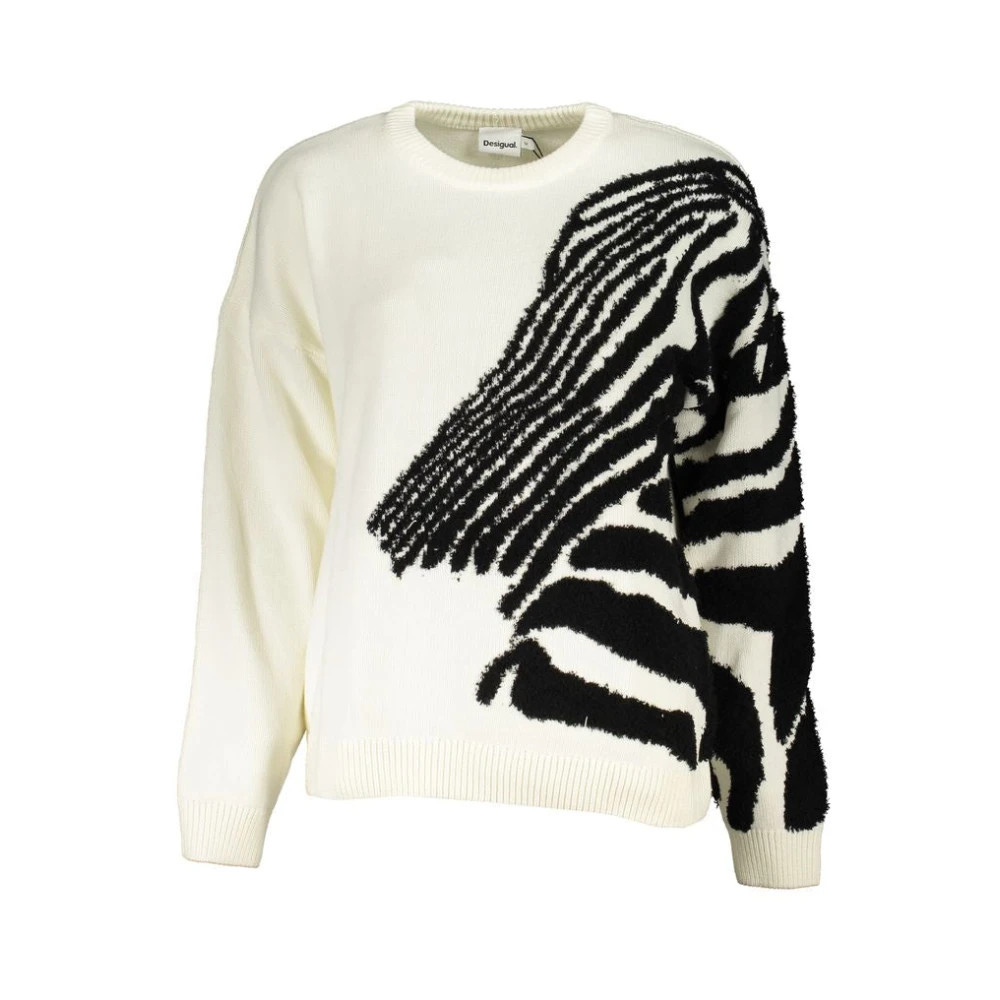 Desigual Elegante Contrast Pullover in Wit White Dames