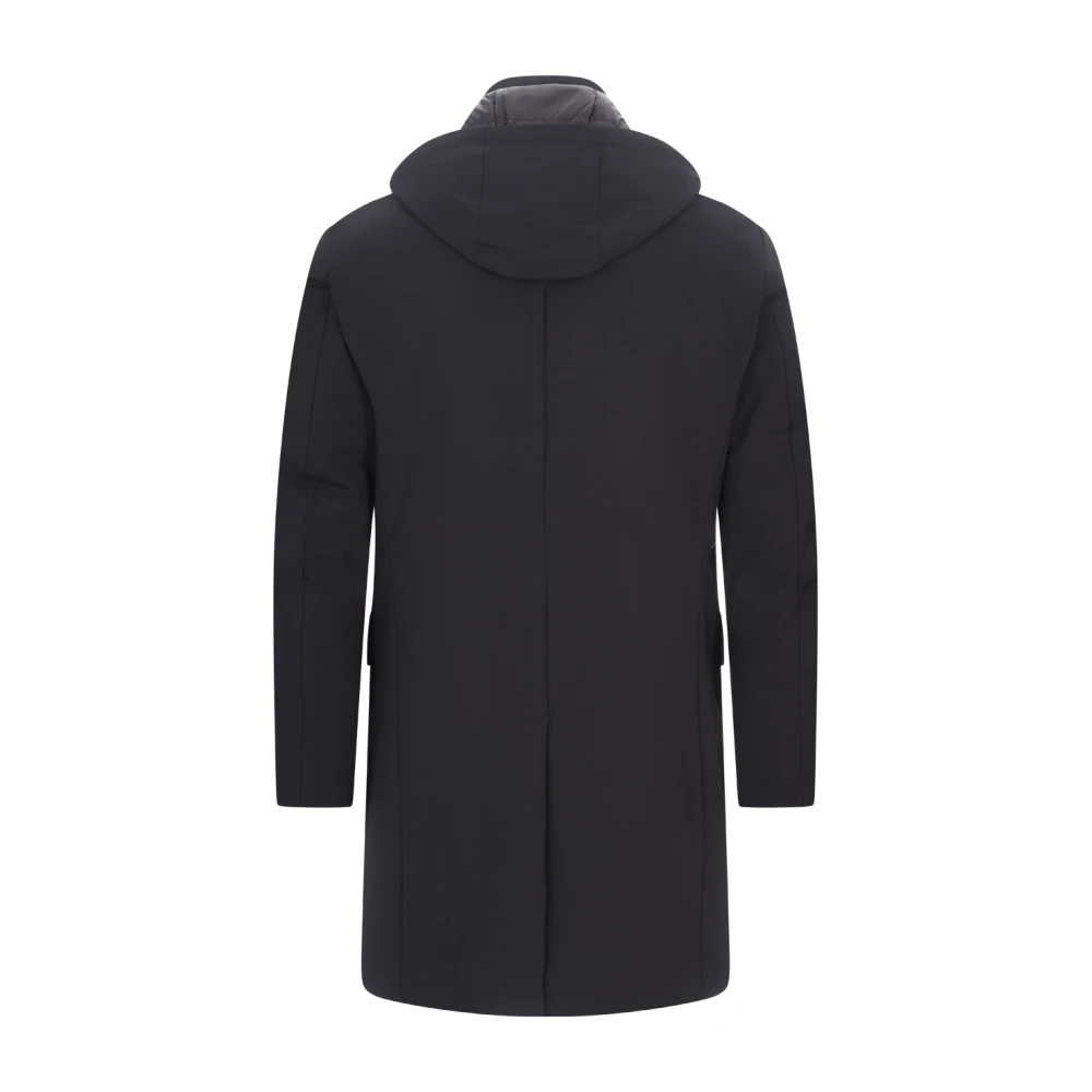 Montecore Blauwe wollen parka met afneembare capuchon Blue Heren