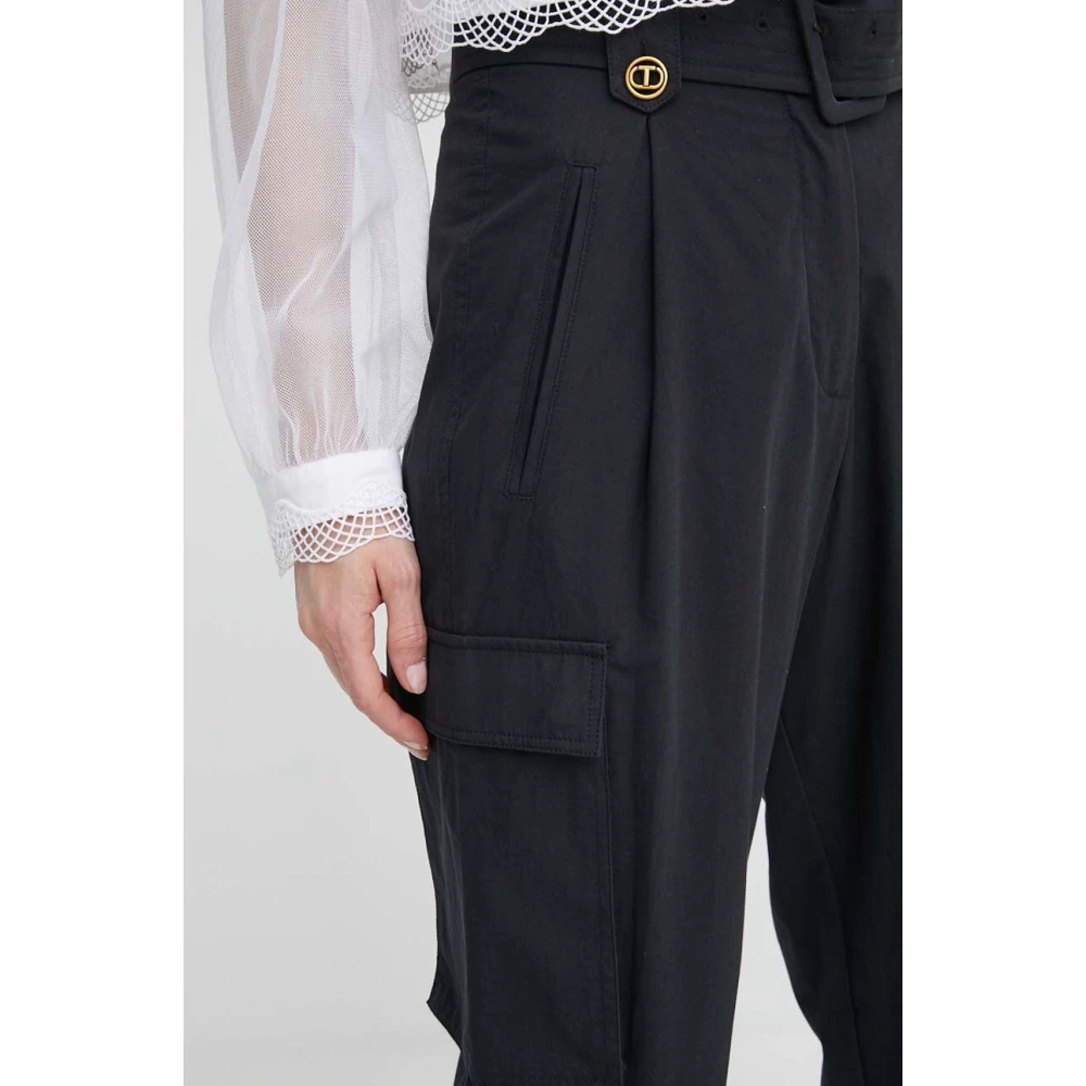 Twinset Cargo Popeline Broek Art. 241Tt2052 Black Dames