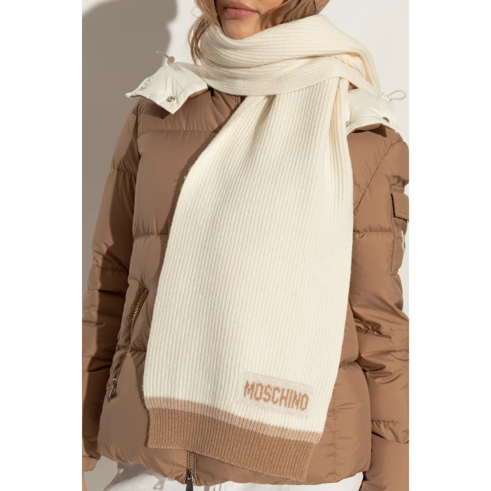 Moschino Sjaal met logo Beige Unisex