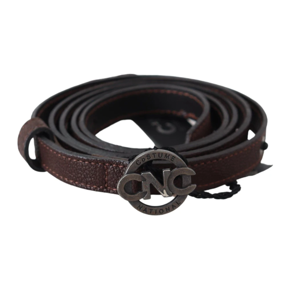 Costume National Women's Brown Elegant Leather Belt With Rustic Hardware - Belts - One Size - Accessories