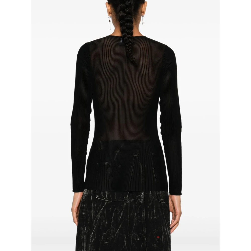 Jean Paul Gaultier Zwarte Mesh Flocked Pinstripe Top Black Dames
