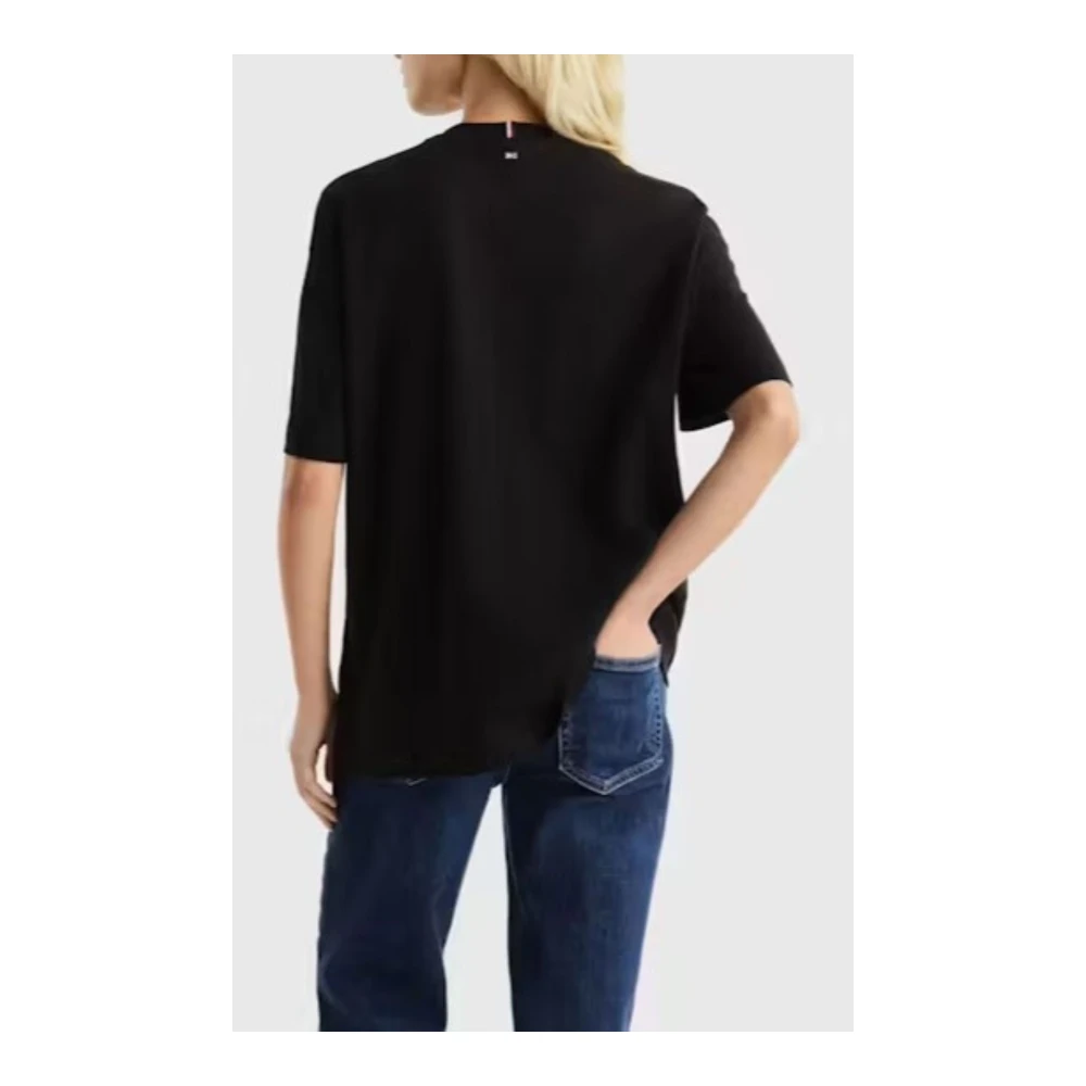 Tommy Hilfiger Licht Katoen Interlock Crew Neck T-Shirt Black Dames