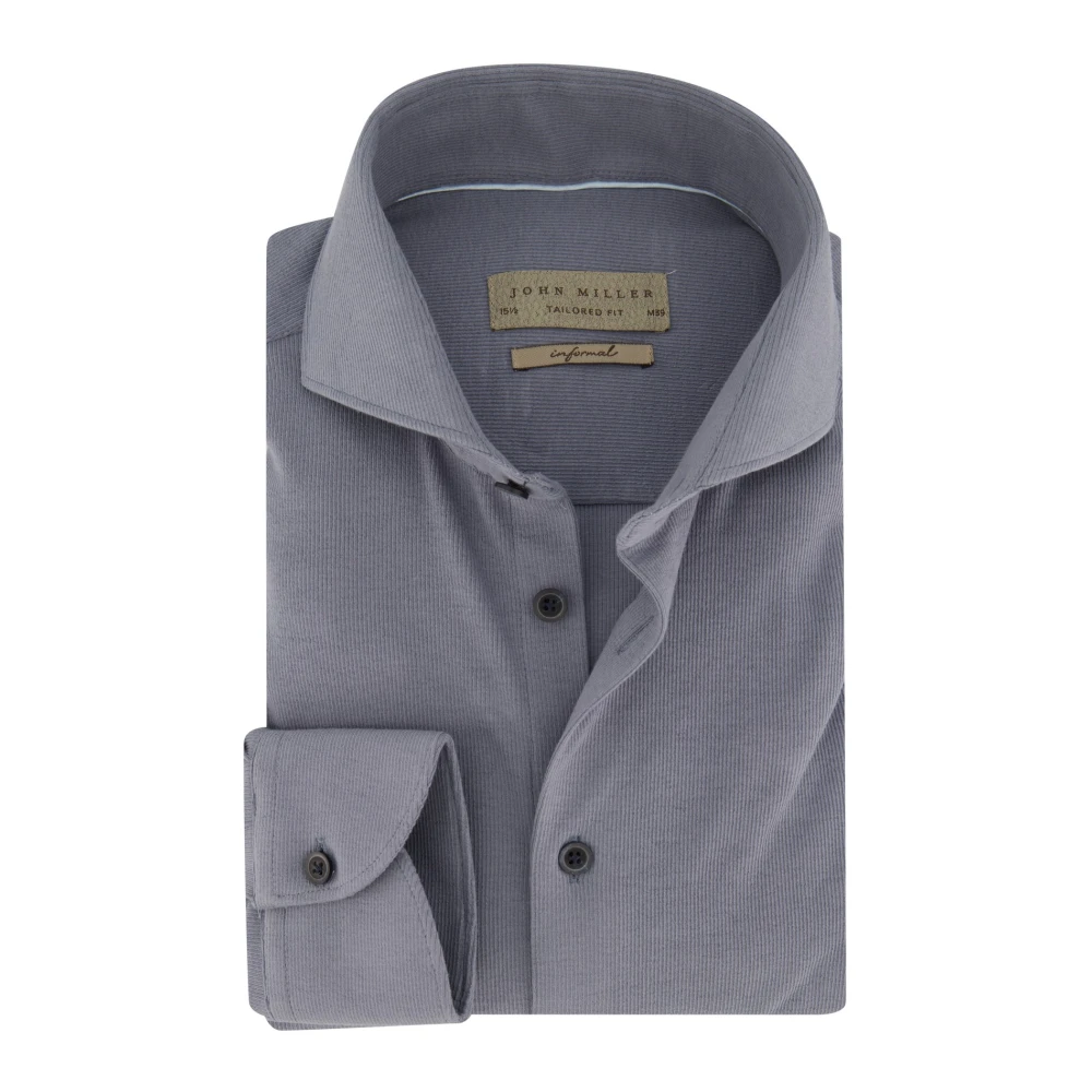 John Miller business overhemd Tailored Fit slim fit blauw effen katoen