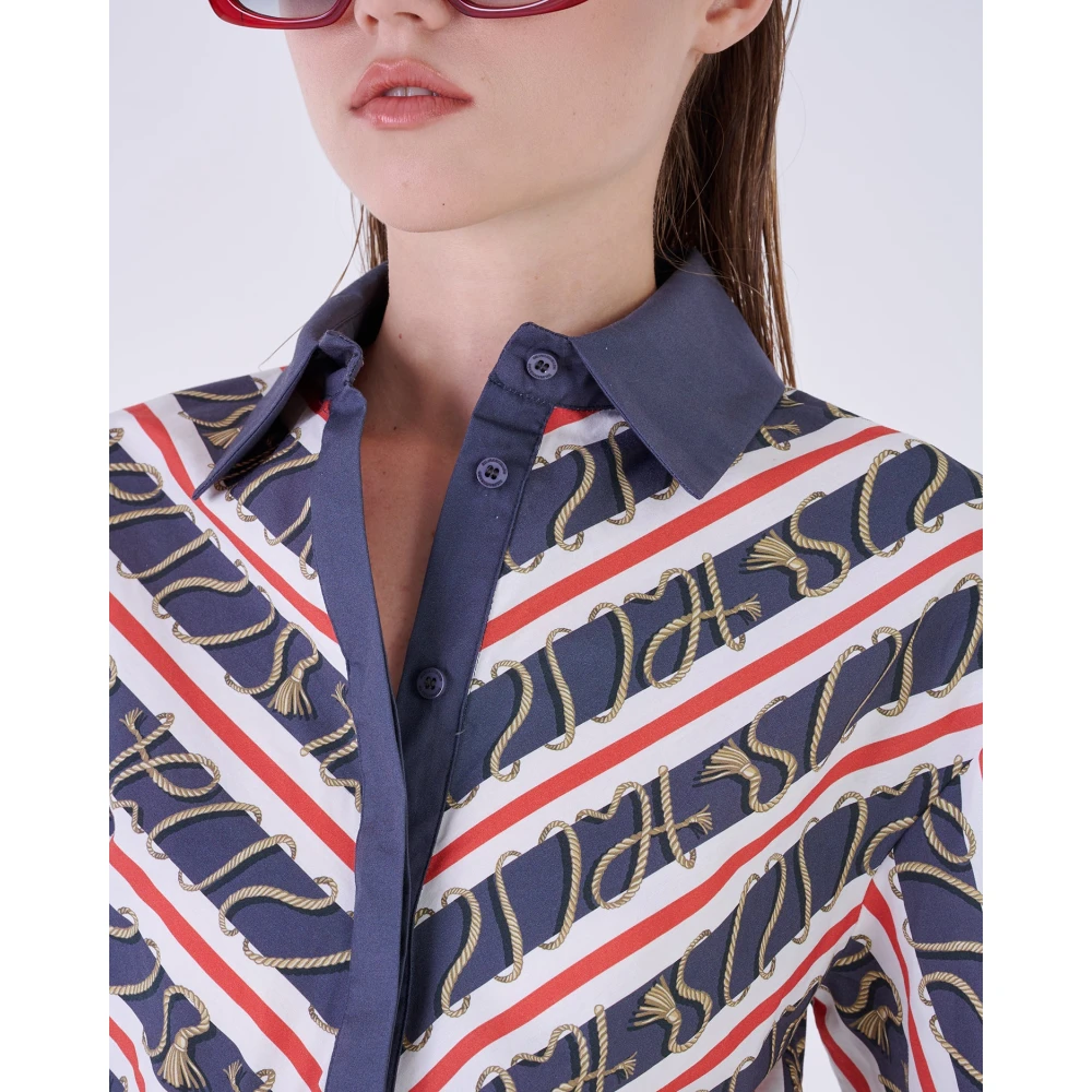 Silvian Heach Gestreepte overhemdjurk Blue Dames