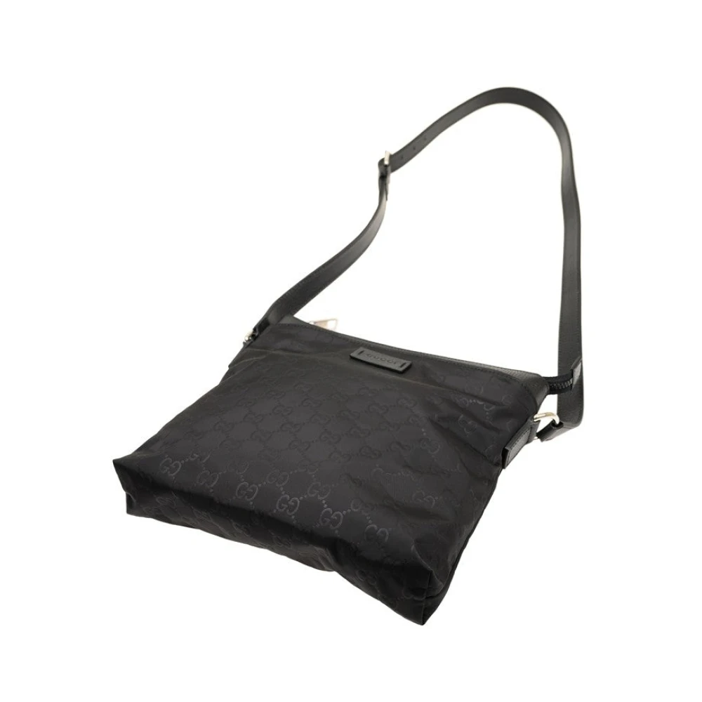 Gucci Zwarte GG Canvas en Leren Messenger Bag in Zwart Black Heren